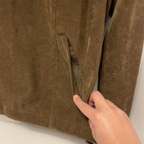 ORVIS Faux Suede Full Zip Up Jacket Women’s Size 14 Brown Cinch Hem Outdoor - Picture 4 of 9